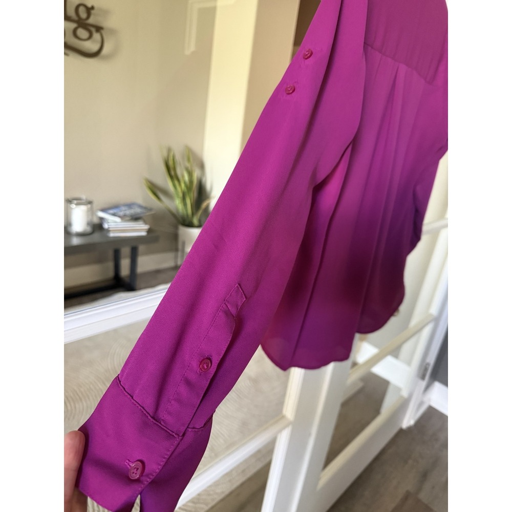 Express Portofino Slim Fit Shirt Magenta Pink Long Sleeve Button Down Medium - Picture 4 of 5